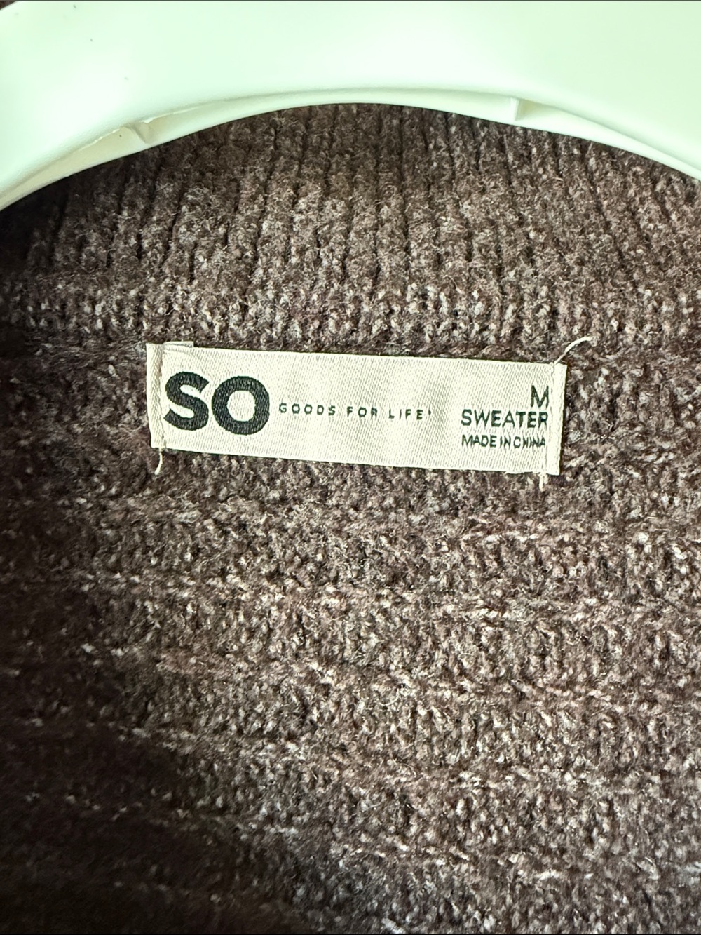 SO Dark Brown V-Neck Cropped Polo Sweater with Cream Trim - Picture 2 of 6
